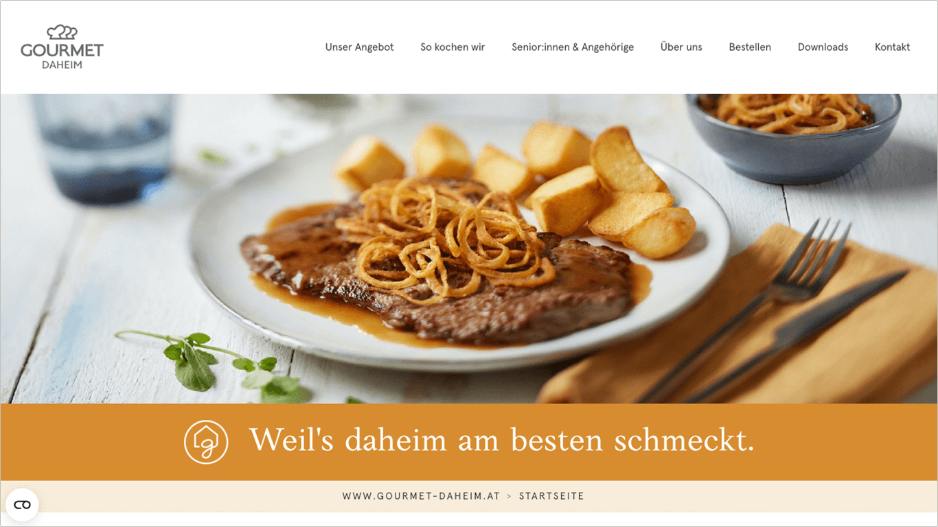 Screenshot GOURMET Daheim Website: Startseite 