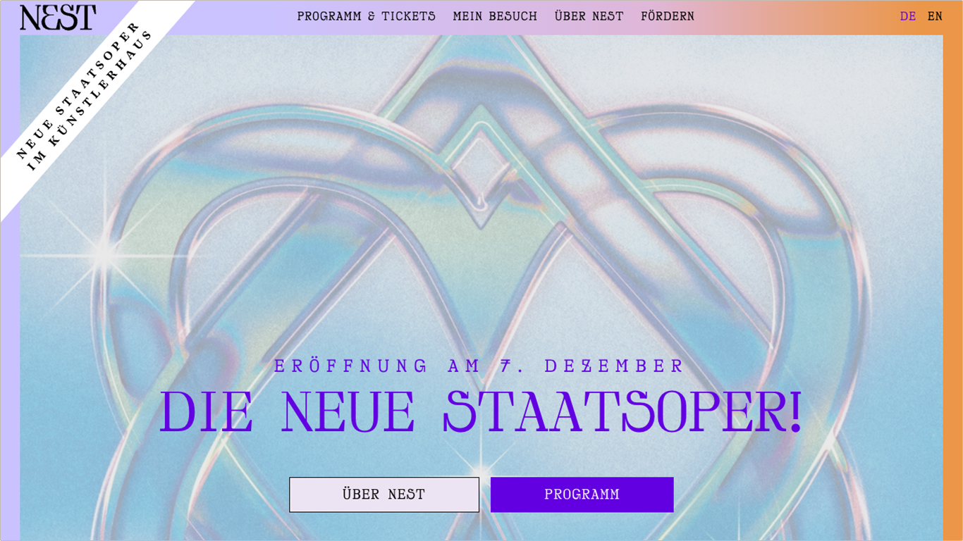 Screenshot Startseite NEST Website